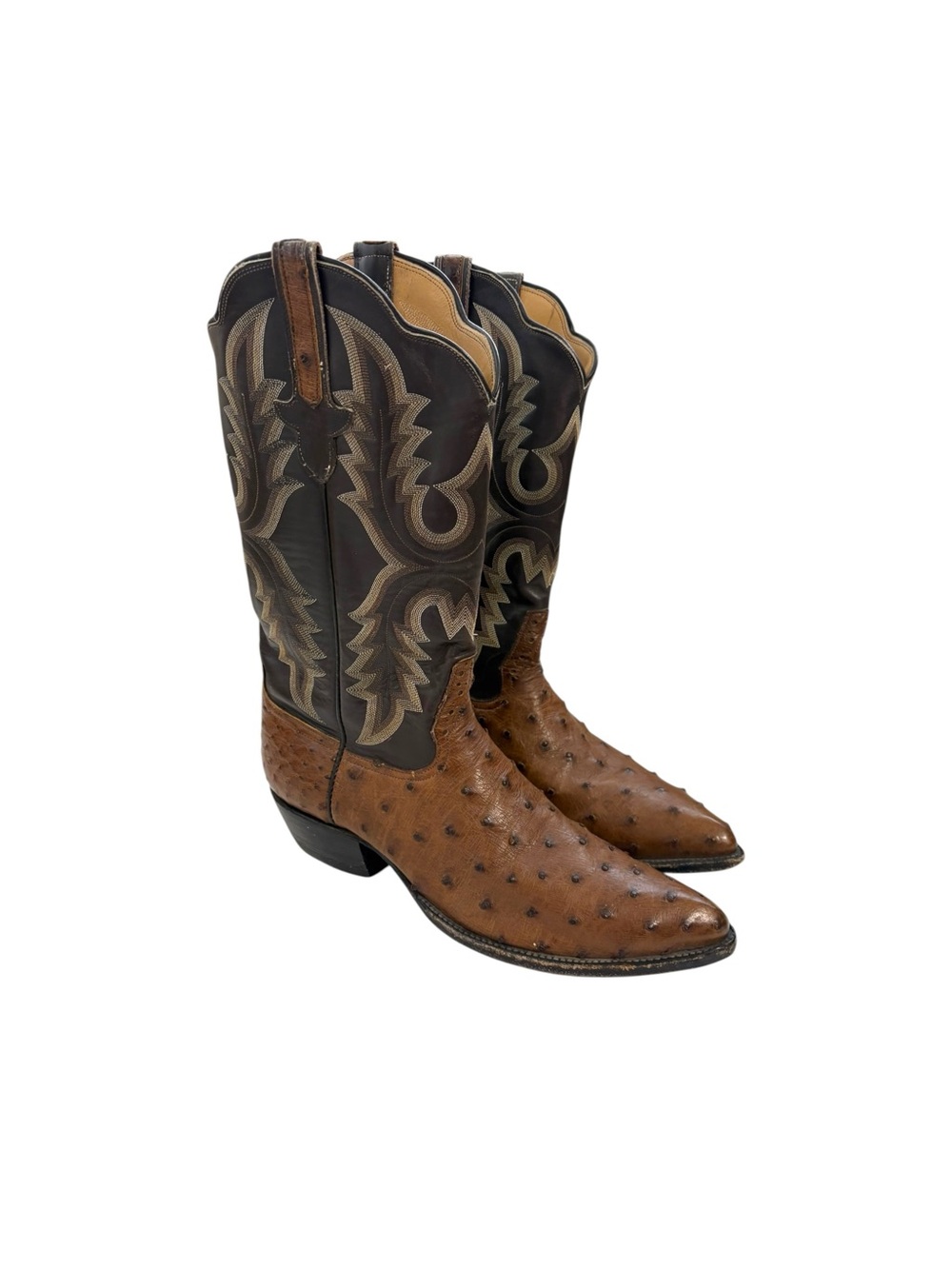 Rios Of Mercedes Men’s Tan Brown Ostrich Leather Cowboy Boots Western Country
